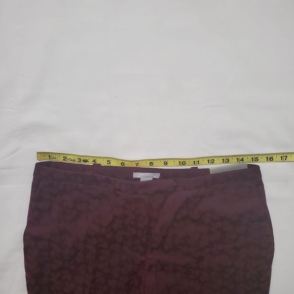 H&M Women’s Tonal Floral Print Burgundy Trouser Slim Leg Pants Size 8 NWT - Picture 13 of 15